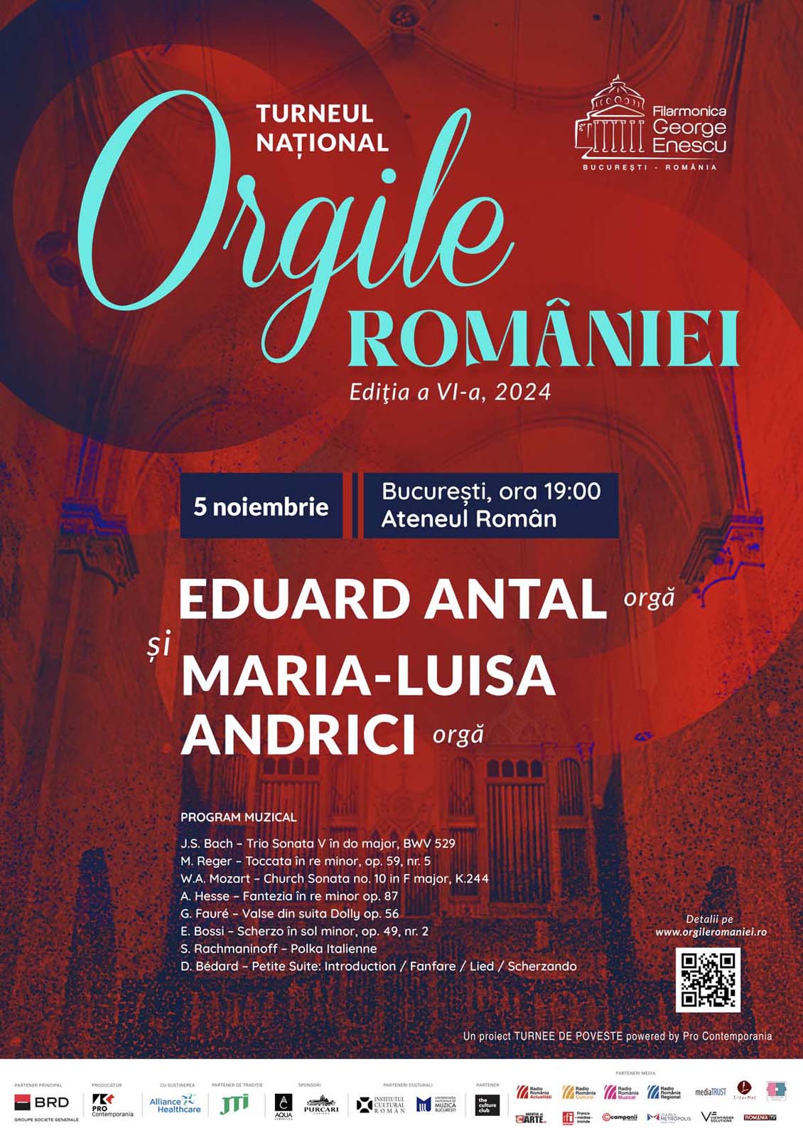 afis poster Turneul Național Orgile României eduard iosif antal organist