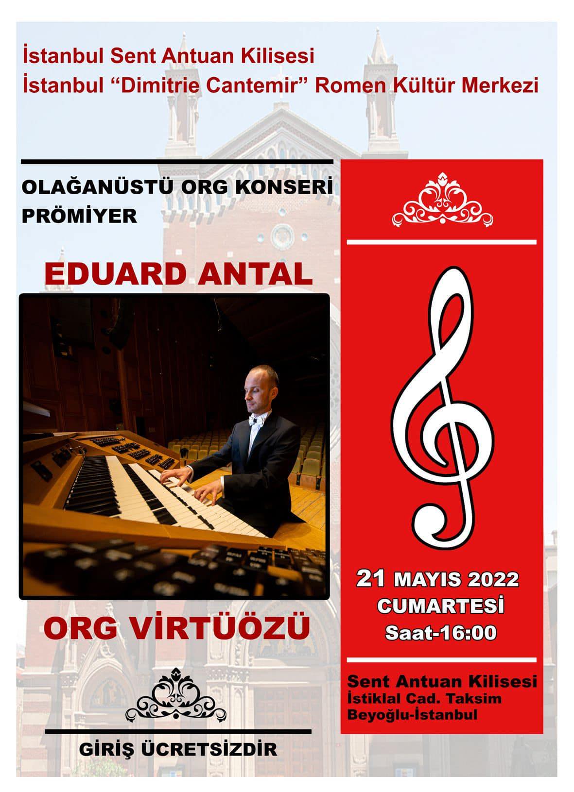 afis poster Concert de orgă eduard iosif antal organist